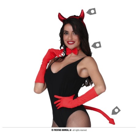 ×CONJUNTO DIABLESA: DIADEMA, PAJARITA, COLA