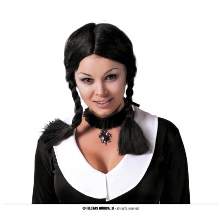 ×PELUCA NEGRA CON TRENZAS EN CAJA