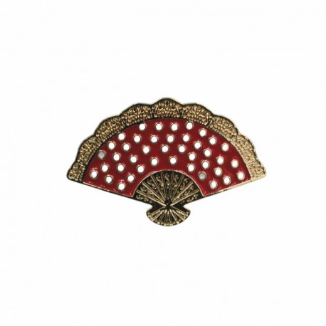 BROCHE ABANICO ROJO CON LUNARES BLANCOS