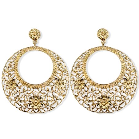 PENDIENTE CALADO CON FLORES