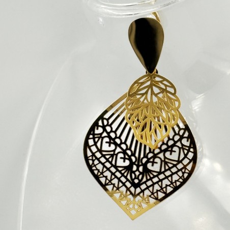 PENDIENTE CALADO HOJA DOBLE