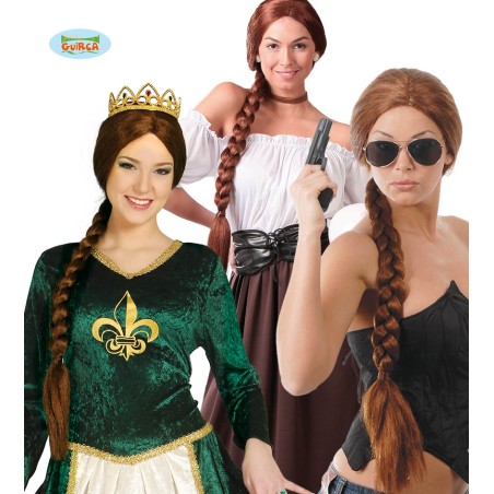 PELUCA TRENZA CASTAÑA (ENVASE CAJA)