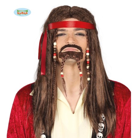 PELUCA CASTAÑA RASTAS CON PERILLA EN CAJA