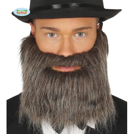 BARBA Y BIGOTE GRIS CON GOMA ELASTICA