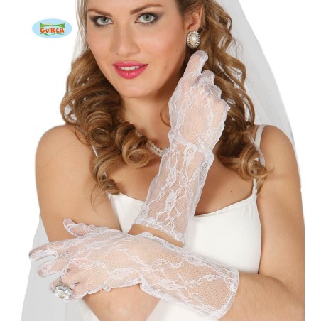 GUANTES CALADOS BLANCOS 36 CMS.