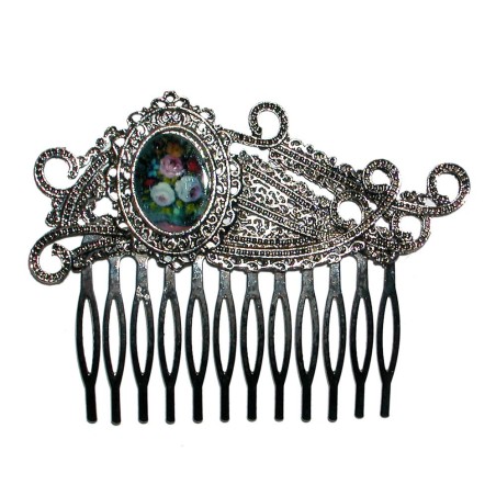 PEINECILLO FLAMENCA METAL FLORES