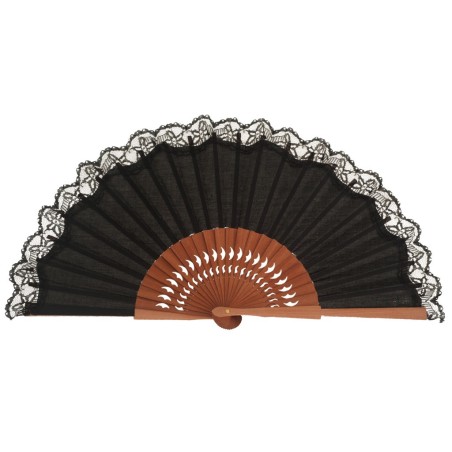 Abanico madera peral puntilla