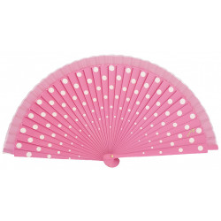 Abanico madera lunares