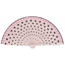 Abanico madera lunares