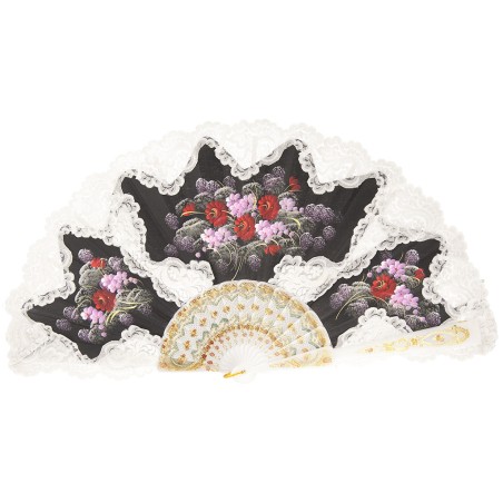 Abanico plástico pericón pintado a mano