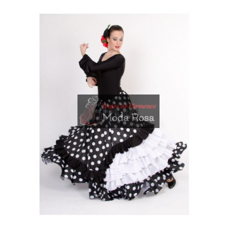 Falda de flamenco para niña fucsia con volantes blancos