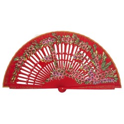 Abanico madera abedul pintado a mano