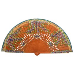 Abanico madera abedul pintado a mano