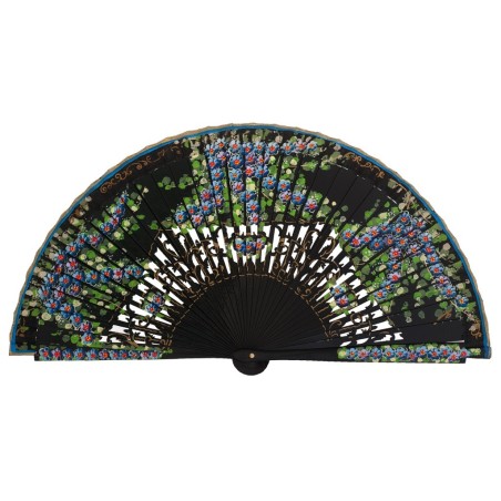 Abanico madera abedul pintado a mano