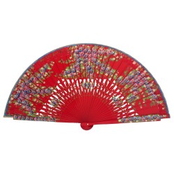 Abanico madera abedul pintado a mano