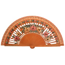 Abanico madera abedul pintado a mano