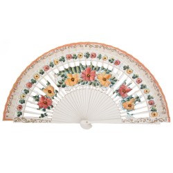 Abanico madera abedul pintado a mano
