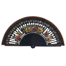 Abanico madera abedul pintado a mano