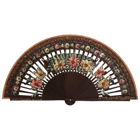 Abanico madera abedul pintado a mano