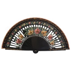 Abanico madera abedul pintado a mano