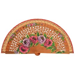 Abanico madera abedul pintado a mano