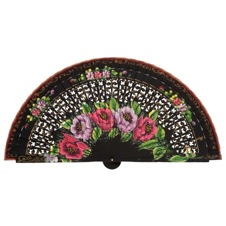 Abanico madera abedul pintado a mano