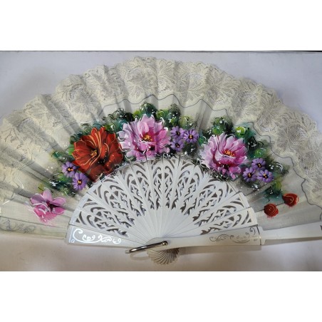 Abanico de Madera con puntilla