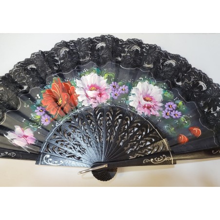 Abanico de Madera con puntilla