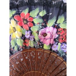 Abanico de Madera con puntilla