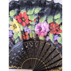 Abanico de Madera con puntilla