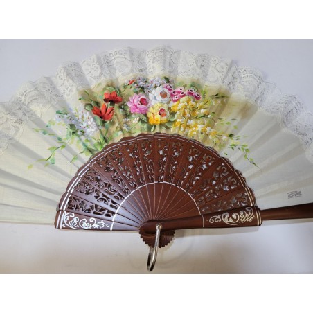 Abanico de Madera con puntilla