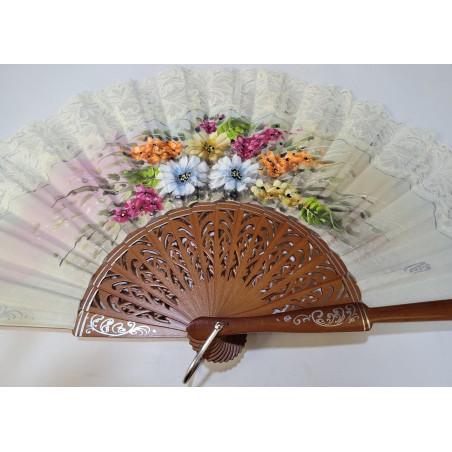 Abanico de Madera con puntilla