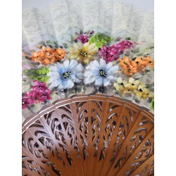 Abanico de Madera con puntilla