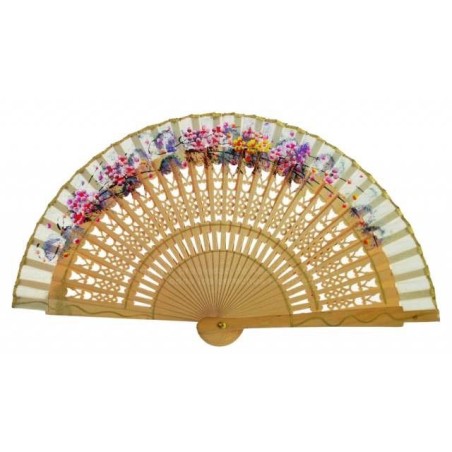 Abanico fiesta flores pintado 16CM
