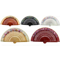 Abanico fiesta flores pintado 16CM