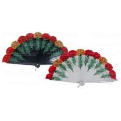 Abanico madera claveles 23CM