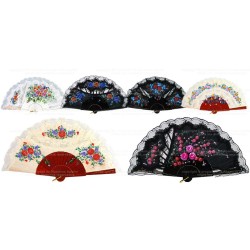 Abanico de Madera con puntilla 25CM