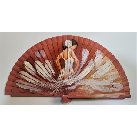 Abanico de madera pintado 21CM