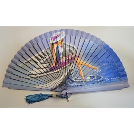 Abanico de madera pintado 21CM