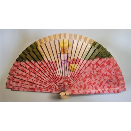Abanico de madera pintado 21CM